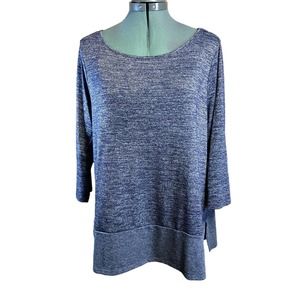 Lane Bryant 14/16 Navy Silver Blouse Tunic Top Stretch Comfy